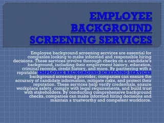 CRIMINAL BACKGROUND CHECKS FOR EMPLOYMENT