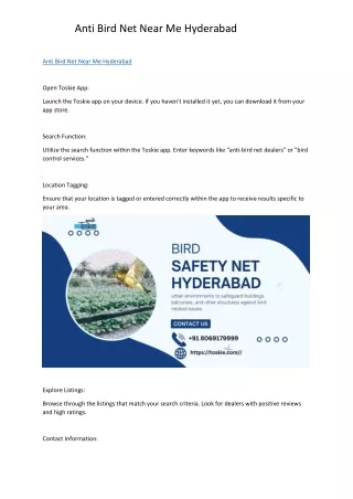 Anti Bird Net Near Me Hyderabad