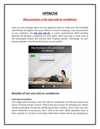 Why purchase a hot and cold air conditioner