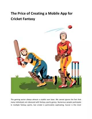 The Price of Creating a Mobile App for Cricket Fantasy