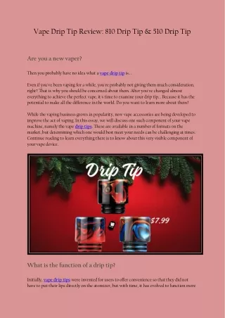 Vape Drip Tip Review: 810 Drip Tip & 510 Drip Tip