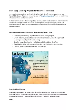 Best Deep Learning Projects for final year students