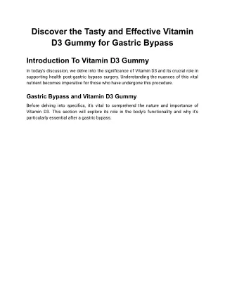 Discover the Tasty and Effective Vitamin D3 Gummy for Gastric Bypass