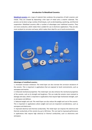 Introduction To Metallized Ceramics