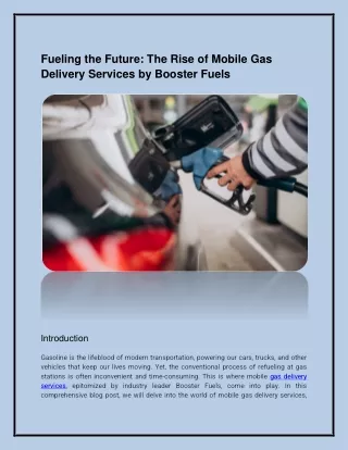 Fueling the Future: The Rise of Mobile Gas Delivery Services by Booster Fuels