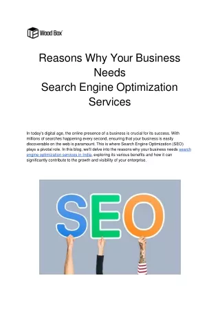 Reasons Why Your Business Needs Search Engine Optimization Services