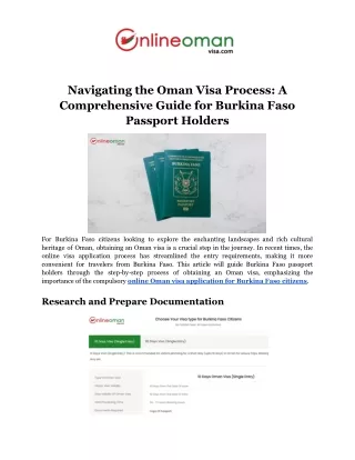 online Oman visa application for Burkina Faso citizens