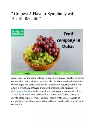 " Grapes: A Flavour Symphony with Health Benefits"