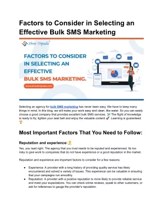 Factors to Consider in Selecting an Effective Bulk SMS Marketing