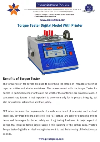 Explore Digital Torque Tester Machine - Presto Group