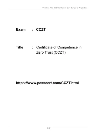 Certificate of Competence in Zero Trust (CCZT) Exam Dumps