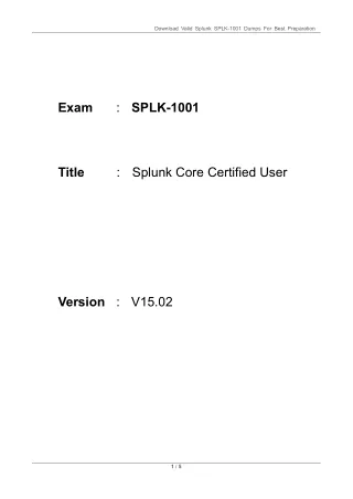 SPLK-1001 Splunk Core Certified User Real Dumps