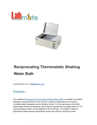 Reciprocating Thermostatic Shaking Water Bath