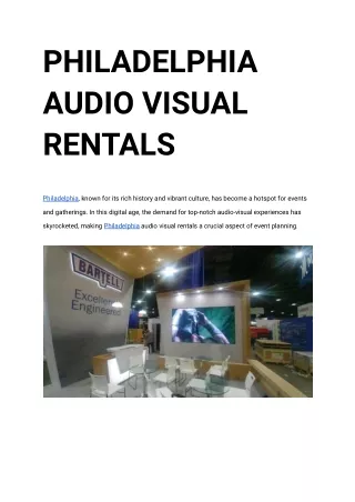 PHILADELPHIA AUDIO VISUAL RENTALS