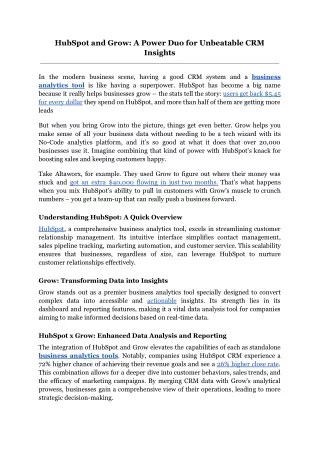 HubSpot and Grow_ A Power Duo for Unbeatable CRM Insights