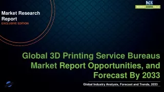 3D Printing Service Bureaus Market will reach at a CAGR of 19.7% from to 2033