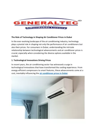 The Role of Technology in Shaping Air Conditioner Prices in Dubai