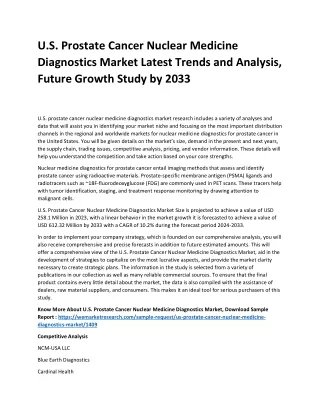 U.S. Prostate Cancer Nuclear Medicine Diagnostics Market