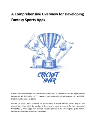 A Comprehensive Overview for Developing Fantasy Sports Apps