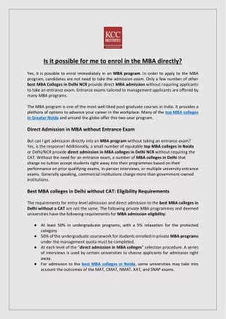 Is it possible for me to enrol in the MBA directly?