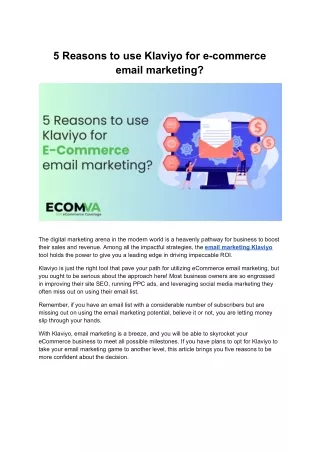 5 Reasons to Use Klaviyo for E-commerce Email Marketing?