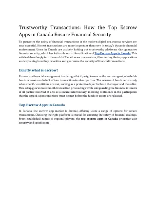 Trustworthy Transactions_ How the Top Escrow Apps in Canada Ensure Financial Security