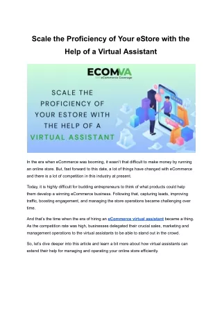 Scale the Proficiency of Your eStore with the Help of a Virtual Assistant