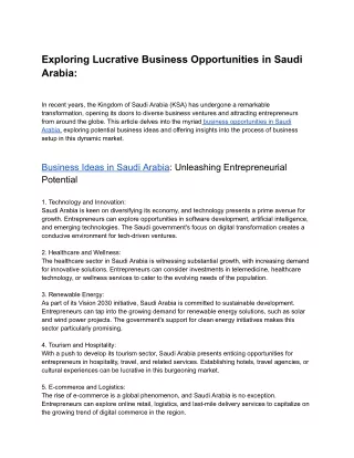 Exploring Lucrative Business Opportunities in Saudi Arabia_