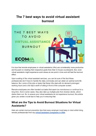 The 7 best ways to avoid virtual assistant burnout