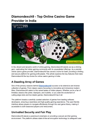 Diamondexch9 - Top Online Casino Game Provider in India