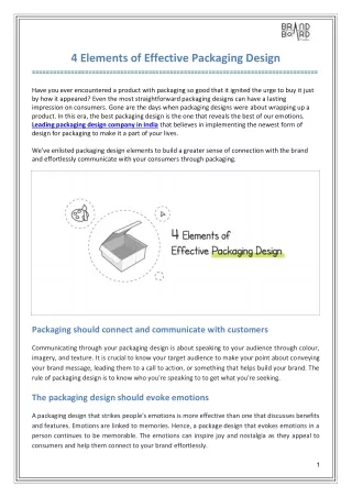 4 Elements of Effective Packaging Design