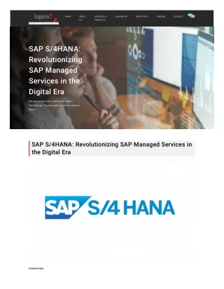 SAP S/4HANA: Revolutionizing SAP Managed Services in the Digital Era