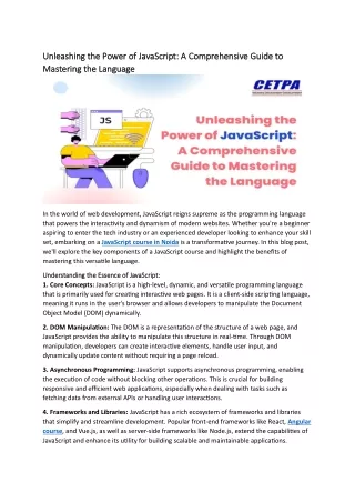 Unleashing the Power of JavaScript