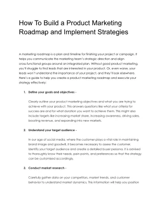 How To Build a Product Marketing Roadmap and Implement Strategies