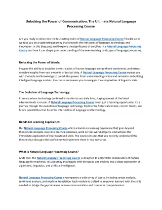 Unlocking the Power of Communication: The Ultimate Natural Language Processing C