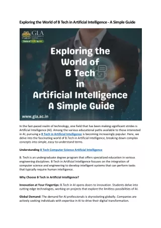 Exploring the World of B Tech in Artificial Intelligence - A Simple Guide