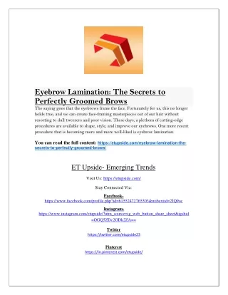 Eyebrow Lamination The Secrets to Perfectly Groomed Brows