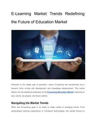 Learning Education Market Trends Redefining the Future of Education Market