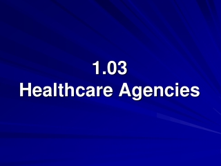 1.03 Healthcare Agencies