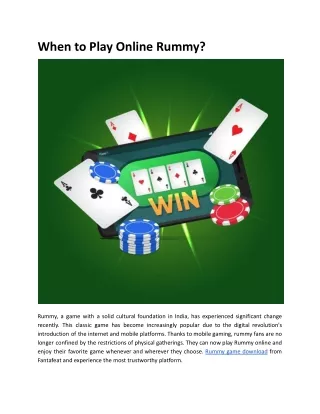 When to Play Online Rummy_