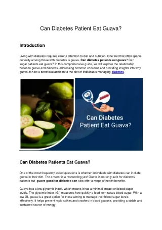 Can Diabetes Patient Eat Guava