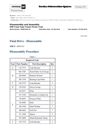 Caterpillar Cat D9R TRACK-TYPE TRACTOR (Prefix 7TL) Service Repair Manual (7TL00557-00851)