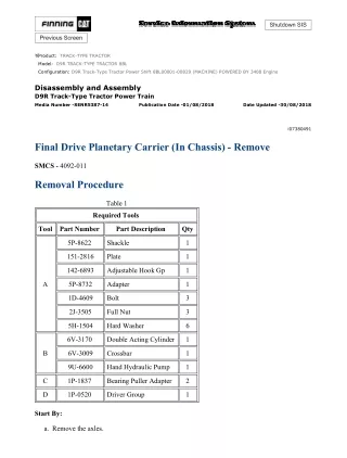 Caterpillar Cat D9R TRACK-TYPE TRACTOR (Prefix 8BL) Service Repair Manual (8BL00001-00829)