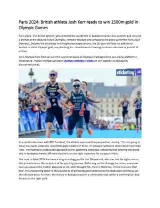 Paris 2024 British athlete Josh Kerr ready to win 1500m gold in Olympic Games