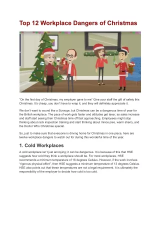 Top 12 Workplace Dangers of Christmas