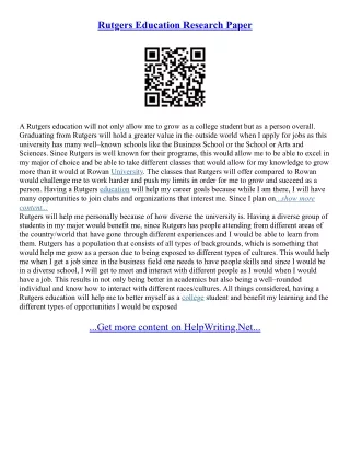 Rutgers College Essay