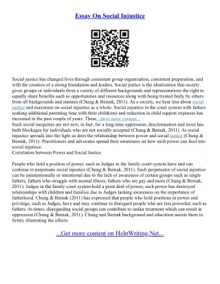 Essay On Injustice