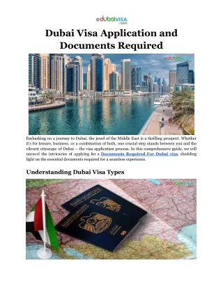 Dubai Visa Application and Documents Required