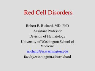 Red Cell Disorders