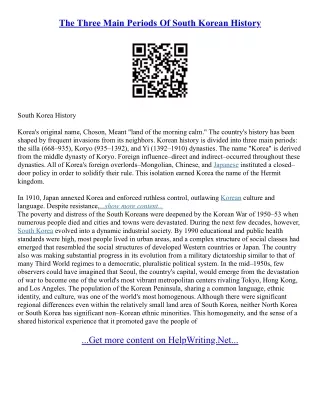South Korea Essay
